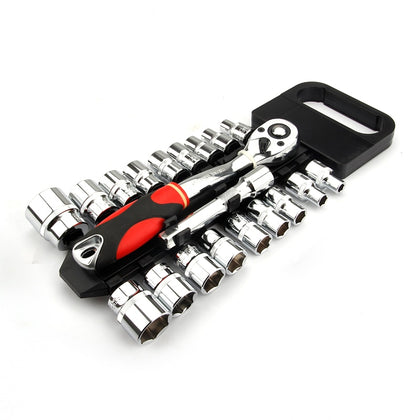 Quick release reversible ratchet socket wrench set