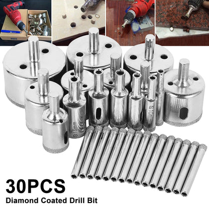 30pcs Diamond Coated Drill Bit Set